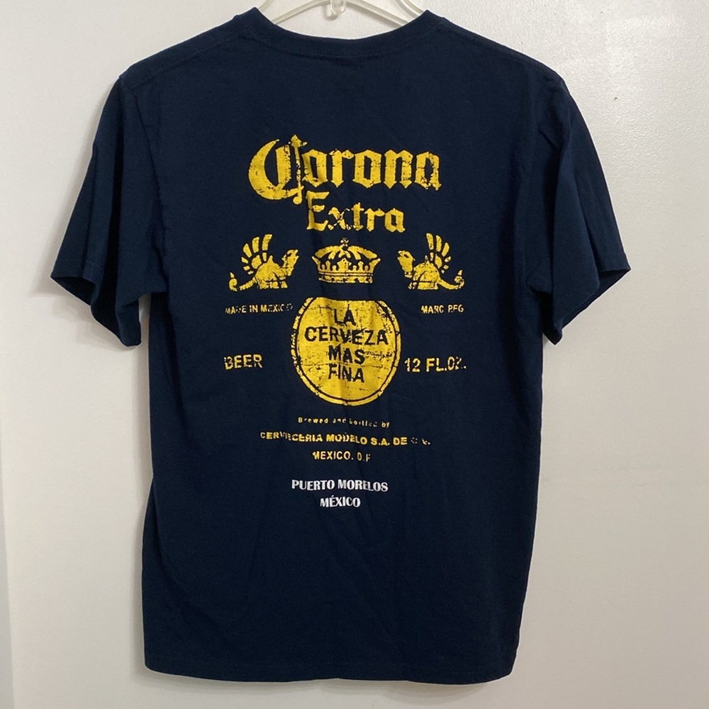 Corona T Shirt Men’s Navy Blue Mexican Beer Sort Sleeve Printed Shirt